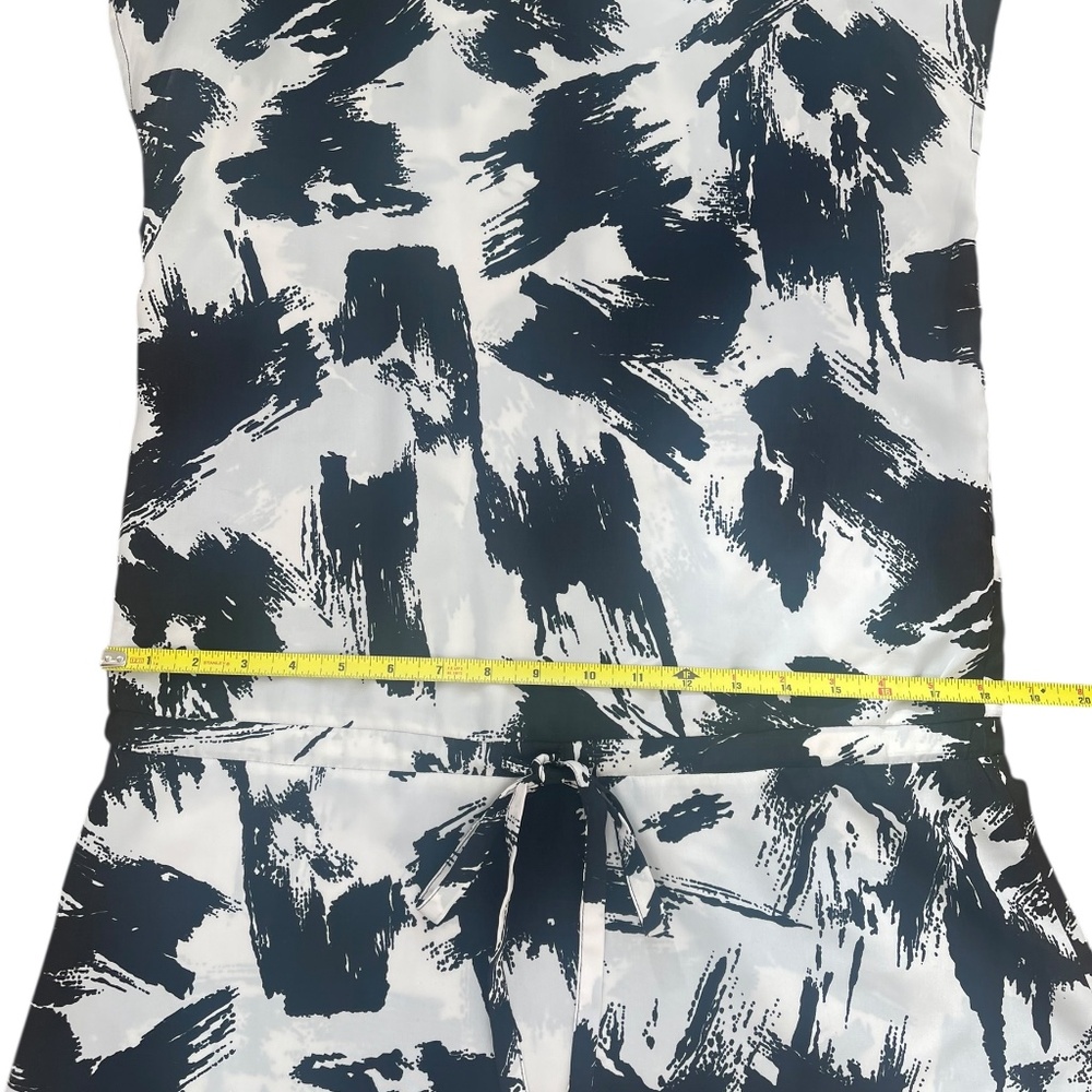 The Limited black cream dress cinch tie waist brush stroke tunic dress XS - Picture 9 of 14